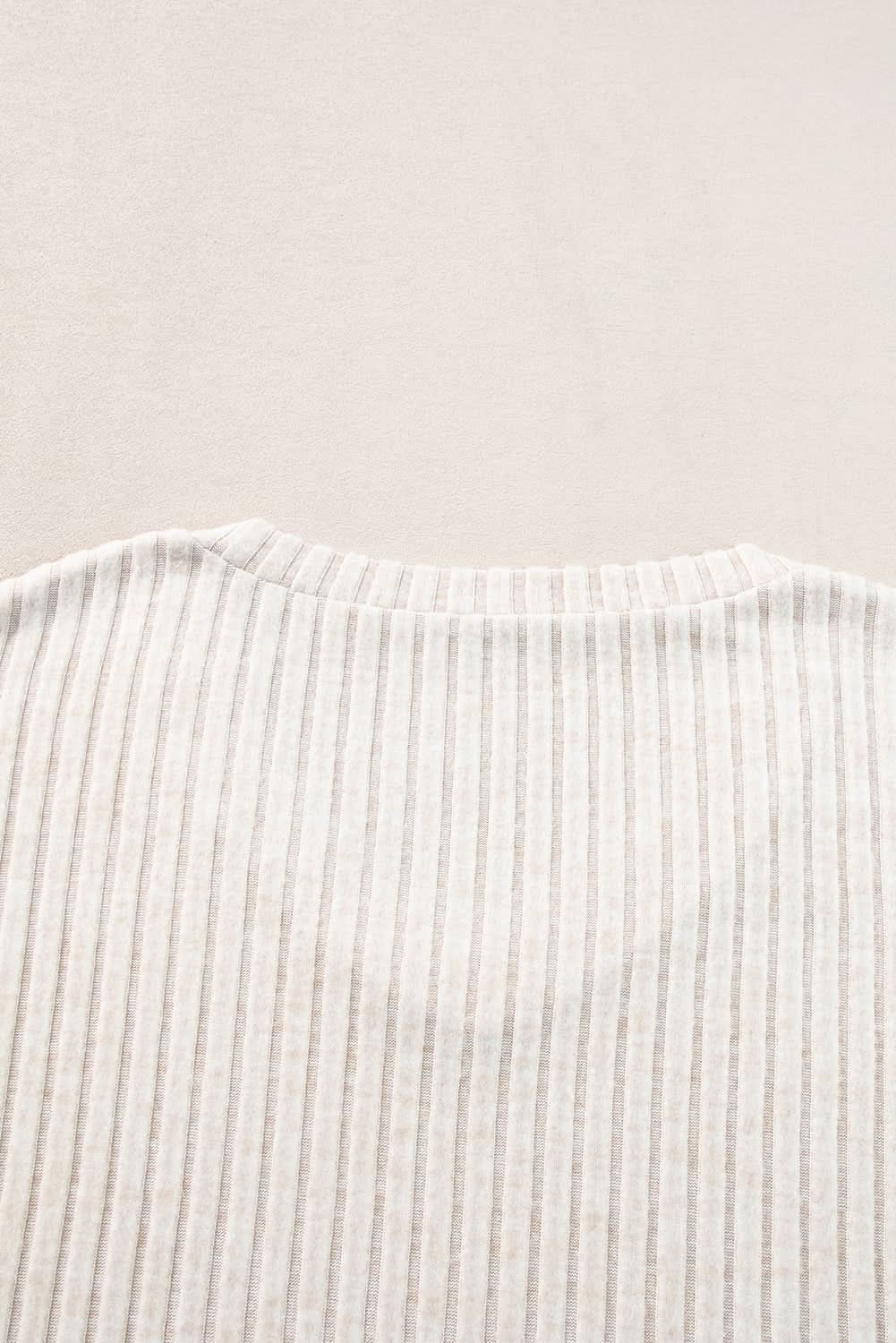 Chic khaki ribbed knit two-piece set - Love Salve